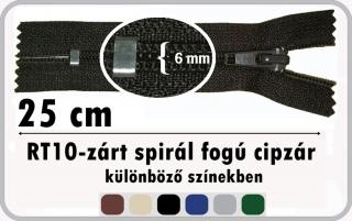 RT10 zárt cipzár 25 cm.  140 Ft/db ( 5 db/csomag) (RT10 zárt)