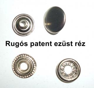 Rugós  patent 15 mm réz alapú ezüst színű, sima felületű kerek, 75 Ft/szett  ()