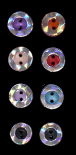 Színes hologramos gomb 12 mm, kétyukú, átvarró, többféle színben