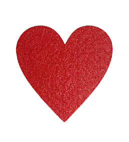 Szív alakú piros színű filcből, 8 cm -es