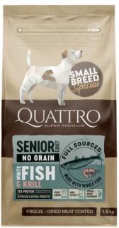 QUATTRO Dog Small Breed Senior fehérhúsú hal és krill 1,5kg