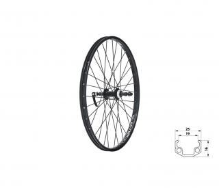 Fűzött hátsó kerék KLS WASPER FREEWHEEL V-brake R, 24", black