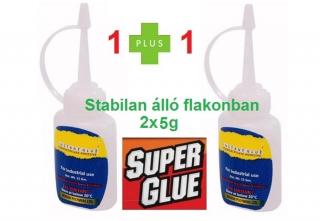 2db-os ( 10g ) Superglue PILLANATRAGASZTÓ ÁLLÓ FLAKONBAN SZUPERGYORS fém műanyag porcelán bőr fa üveg gumi