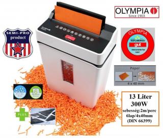 Olympia SemiPro 13 LITERES 6 lapos 300W IRATMEGSEMMISÍTŐ 6 lap / 4x40mm + BANKKÁRTYA FehéR 13L