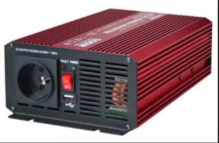 TISZTA SZÍNUSZOS 12V -ról > 230V -ra + USB 1200W / 600W FESZÜLTSÉGÁTALAKÍTÓ INVERTER AUTÓS ÁRAMÁTALAKÍTÓ 12/230V KONVERTER