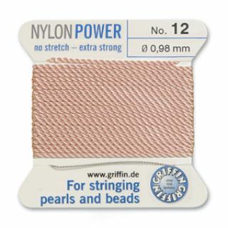 Bead cord, nylon fűzőszál, 0,98mm-es, púderrózsaszín