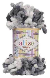 Alize Puffy Color 5925 - fekete, fehér (kötés kézzel, tű)