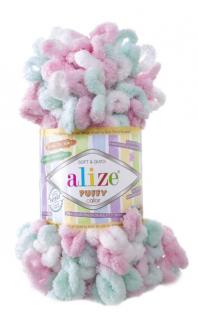 Alize Puffy Color 6052 - menta, rózsaszín, fehér (kötés)