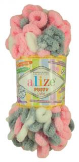 Alize Puffy Color 6370 - szürke, rózsaszín, fehér (kötés)