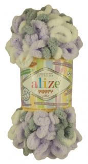 Alize Puffy Color 6372 - lila, szürke, fehér (kötés kézzel, tű)