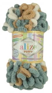 Alize Puffy Color 6395 - szürke, barna, fehér (kötés kézzel,)