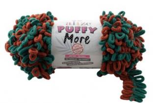 Alize Puffy MORE 6294 - tégla, zöld (kétoldalas kötésminta)