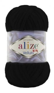 Alize Velluto 60 - fekete (zsenília fonal, 100g, 68m)