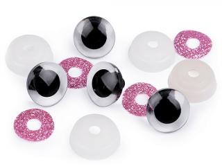 Glitteres, csillogó szem 20 mm - rózsaszín (ÁR = 1 szem + 1)