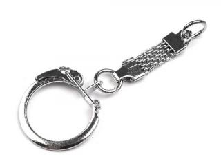 Kulcstartó karabiner és akasztóval - nikkel