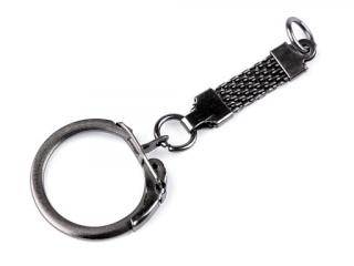 Kulcstartó karabiner és akasztóval - sötét nikkel