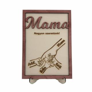 Anyák napi kép fa tartóval egyedi nevekkel Mamának