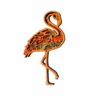 Flamingók festett fa dekoráció több rétegből
