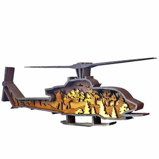 Helikopter festett fa dekoráció több rétegből