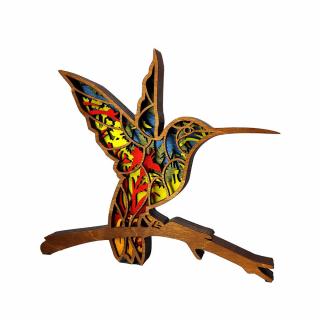 Kolibri festett fa dekoráció több rétegből