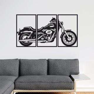 Motor 3 részes fali dekoráció fából