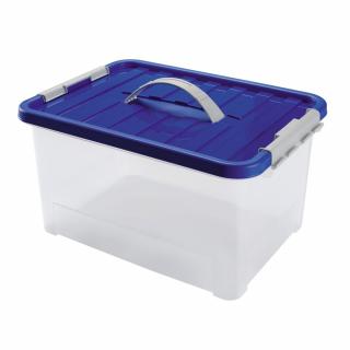 Heidrun Clipbox Átlátszó Tároló doboz  25L 44x31x23cm fogantyúval, Clippes tetővel