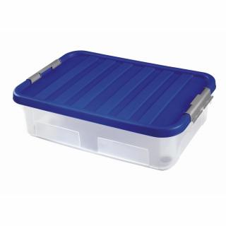 Heidrun Clipbox Átlátszó Tároló doboz  30L 60x40x18cm gurulós, Clippes tetővel