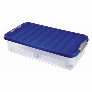 Heidrun Clipbox Átlátszó Tároló doboz  40L 80x40x18cm gurulós, Clippes tetővel