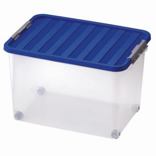 Heidrun Clipbox Átlátszó Tároló doboz  45L 52x36,5x34cm gurulós, Clippes tetővel