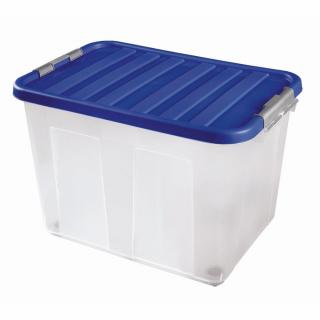 Heidrun Clipbox Átlátszó Tároló doboz  75L 60x40x40cm gurulós, Clippes tetővel
