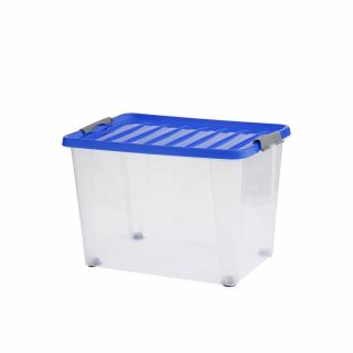 Heidrun Clipbox - Lite Átlátszó Tároló doboz  45L 52x36,5x34cm gurulós Clippes tetővel