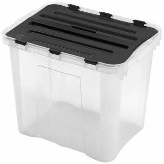 Heidrun Dragon Box Átlátszó Tároló doboz  30L 42x31x34cm Classic oldalra nyíló Fekete tetővel