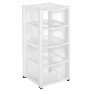 Heidrun Professional 4 Átlátszó fiókos görgős Tároló 40x38x78cm FEHÉR