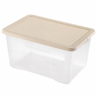 Heidrun Quasar - Rattan Átlátszó Tároló doboz 60L 60x40x30cm tetővel