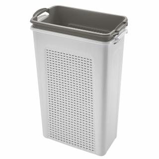 Heidrun Szennyestartó Szett 2 x 45L 44x26x58cm keskeny tető nélkül Fehér - Szürke