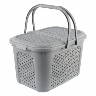 Keeeper Picnic kosár "rattan-stílusú" 28L 35x46x28,5cm Szürke