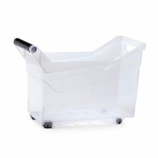 Prosperplast Átlátszó Tároló doboz 14L 38x17,7x25,6cm fogantyús, görgős