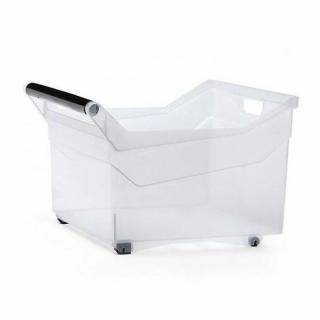 Prosperplast Átlátszó Tároló doboz 29L 38x37,9x25,6cm fogantyús, görgős