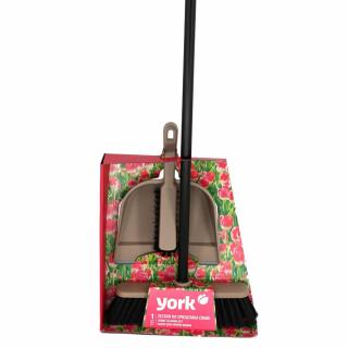 York Partvis 120cm-es nyéllel - 35x12cm fej + lapát gumi éllel + kefe Mix GREY, NATURAL