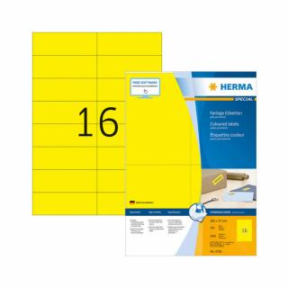 105*37 mm-es Herma A4 íves etikett címke, sárga színű (100 ív/doboz)