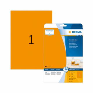 210*297 mm-es Herma A4 íves etikett címke, neonnarancs színű (20 ív/doboz)