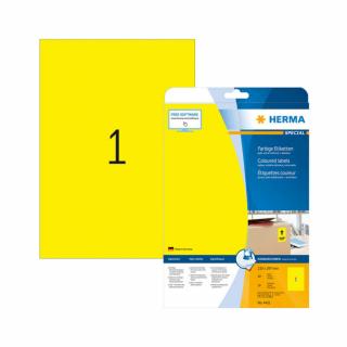 210*297 mm-es Herma A4 íves etikett címke, sárga színű (20 ív/doboz)