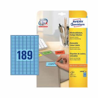 25,4*10 mm-es Avery Zweckform A4 íves etikett címke, kék színű (20 ív/doboz)