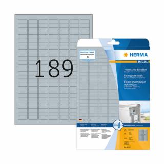25,4*10 mm-es Herma A4 íves etikett címke, ezüst színű (25 ív/doboz)
