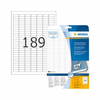 25,4*10 mm-es Herma A4 íves etikett címke, fehér színű (25 ív/doboz)