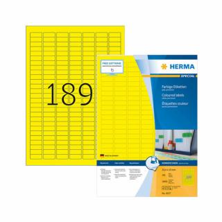 25,4*10 mm-es Herma A4 íves etikett címke, sárga színű (100 ív/doboz)