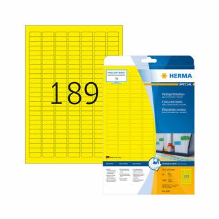 25,4*10 mm-es Herma A4 íves etikett címke, sárga színű (20 ív/doboz)