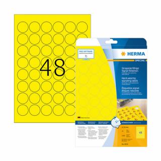 30 mm-es Herma A4 íves etikett címke, sárga színű (25 ív/doboz)