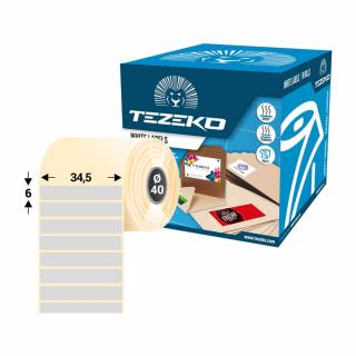 34.5 * 6 mm, öntapadós műanyag etikett címke (3500 címke/tekercs)