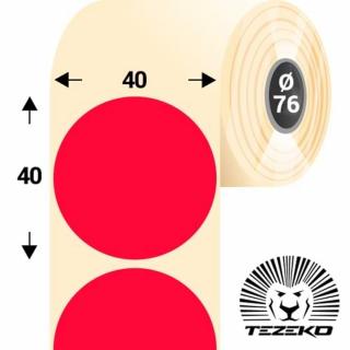 40 mm-es kör, papír címke, fluo piros színű (2750 címke/tekercs)